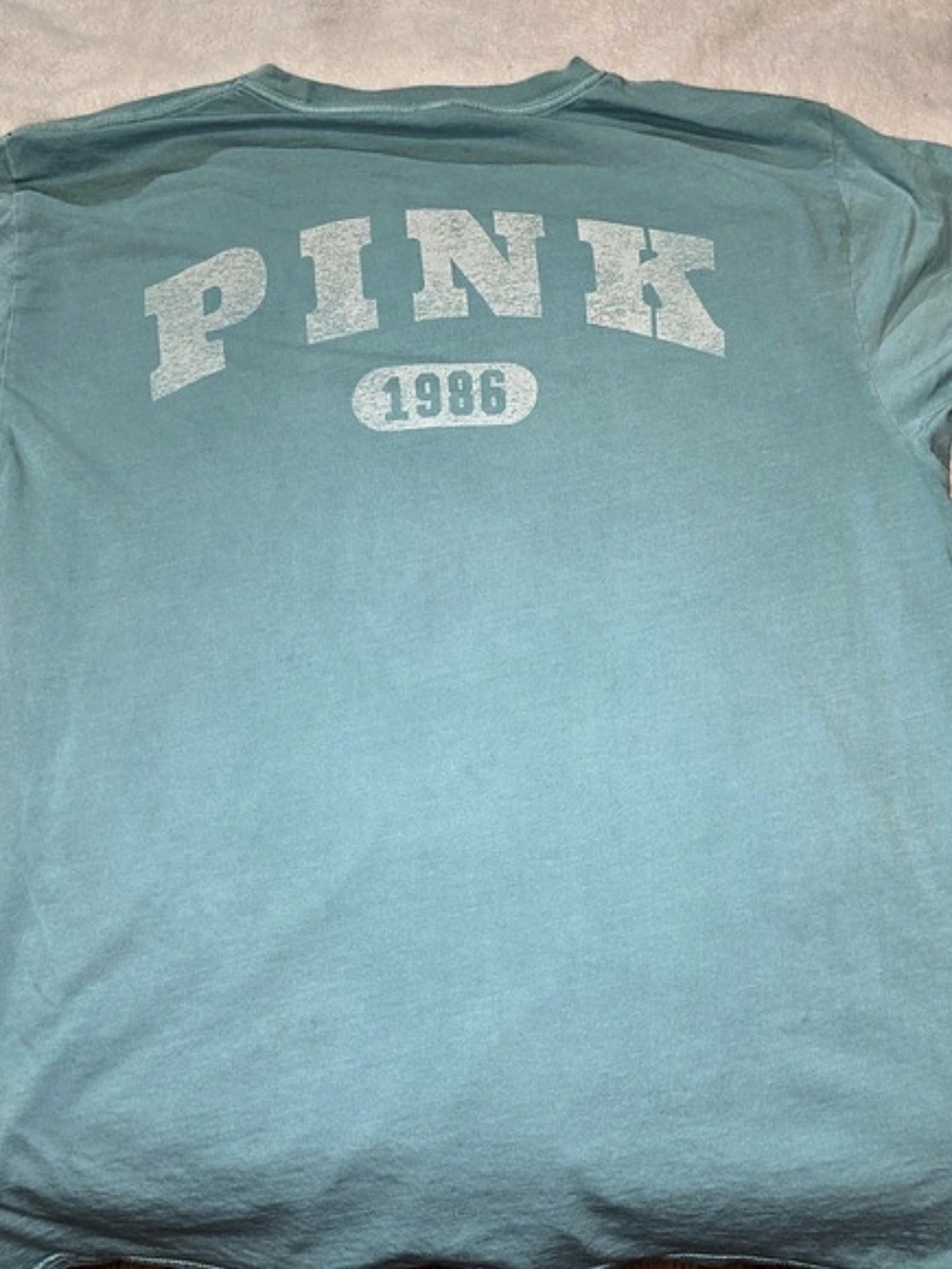 PINK Graphic Short Sleeve Tee in Ice Blue Medium